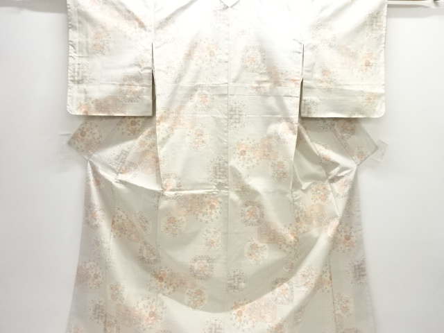 JAPANESE KIMONO / ANTIQUE FLOWER PATTERN WOVEN A PAINTED PLATE TOKAMAC